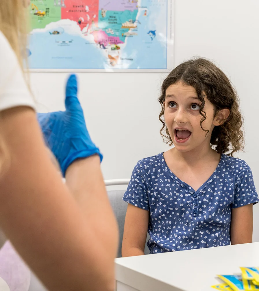 paediatric speech therapy: a girl taking a speech therapy session